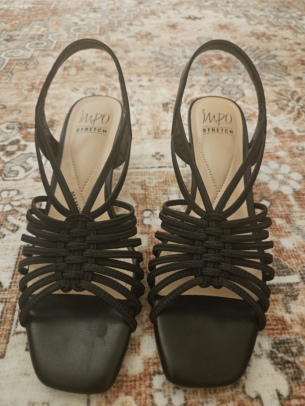 IMPO Stretch Women's Black Strappy Slingback Sandals
